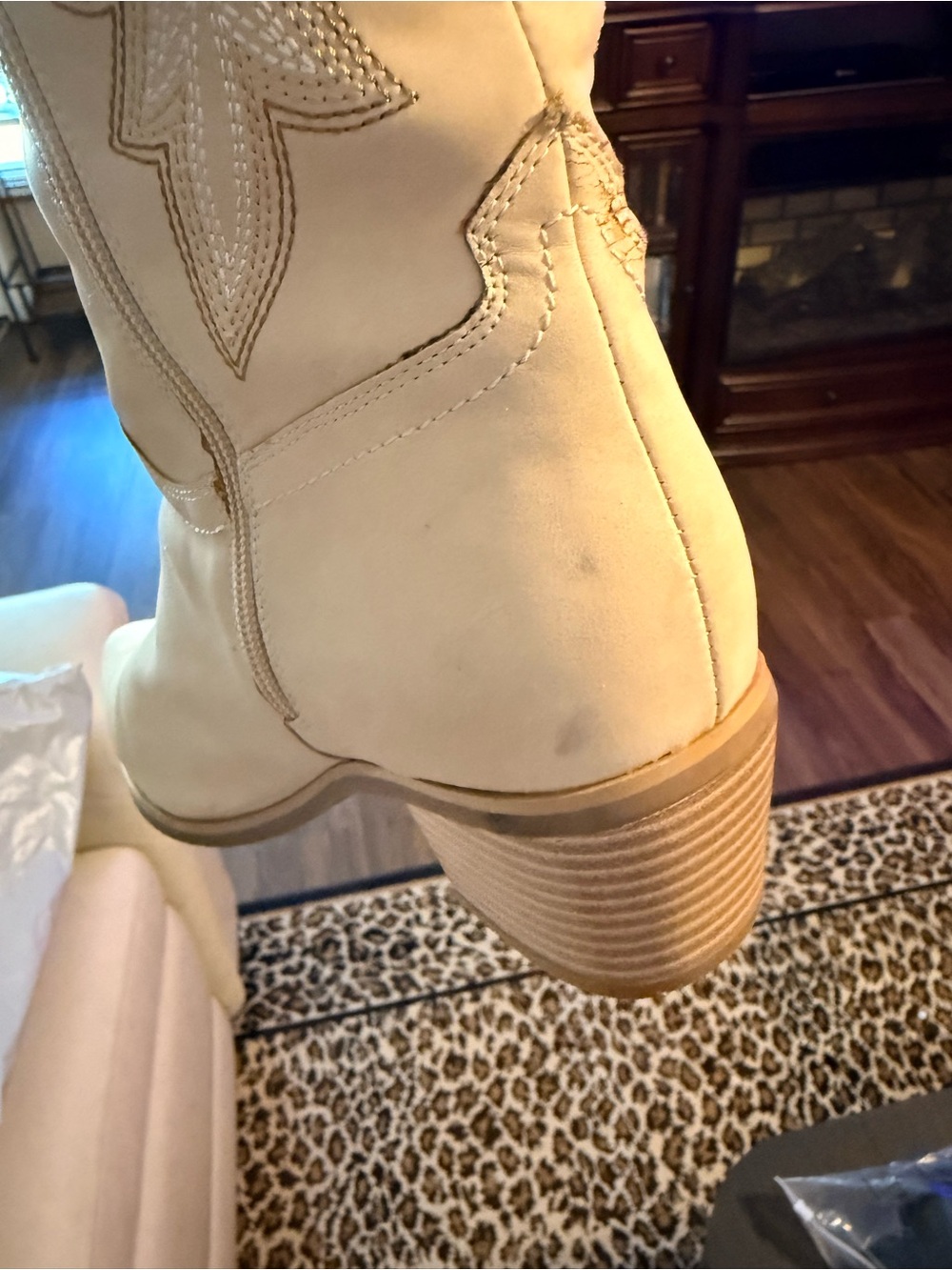 Beige Women's Dallas Cowboy’s Accent Knee-High Heeled Boots - Picture 5 of 6